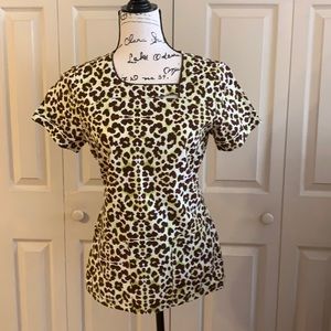 Cheetah Print Scrub Top